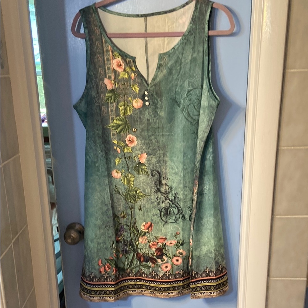 Floral Sleeveless Dress - Green
